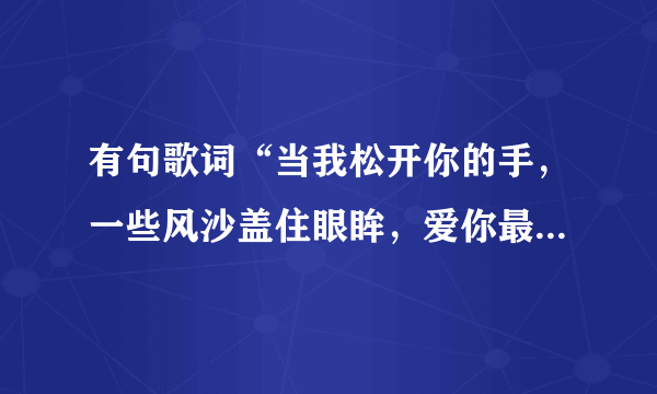 有句歌词“当我松开你的手，一些风沙盖住眼眸，爱你最后一幕却模糊待过…”谁知道这歌的歌名是啥？