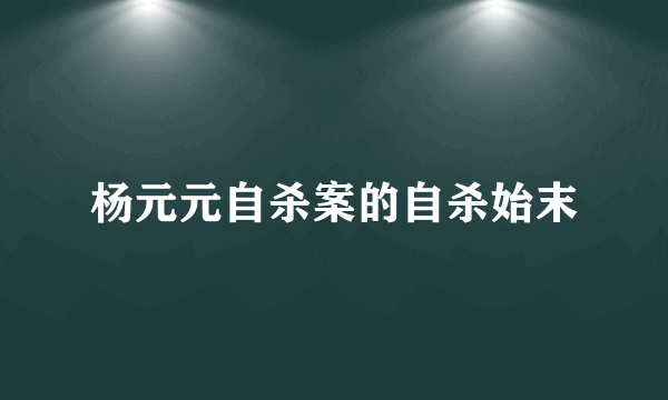 杨元元自杀案的自杀始末