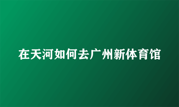 在天河如何去广州新体育馆