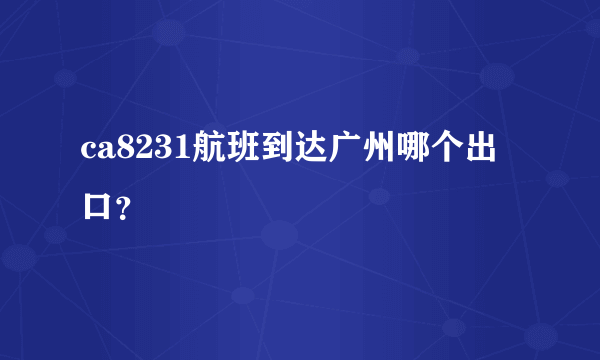 ca8231航班到达广州哪个出口？