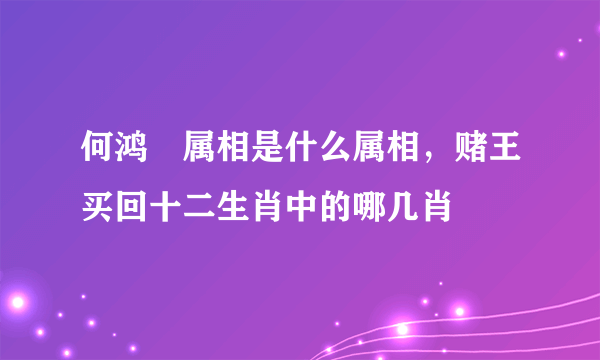 何鸿燊属相是什么属相，赌王买回十二生肖中的哪几肖