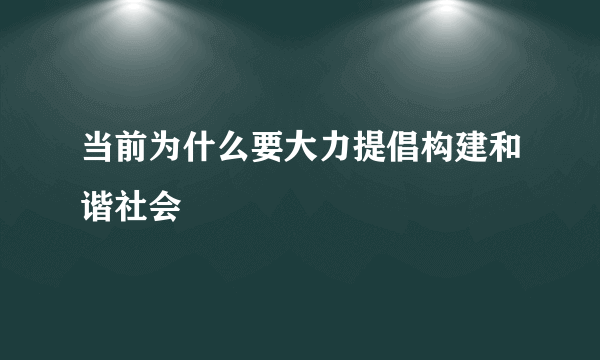 当前为什么要大力提倡构建和谐社会