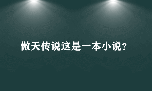 傲天传说这是一本小说？