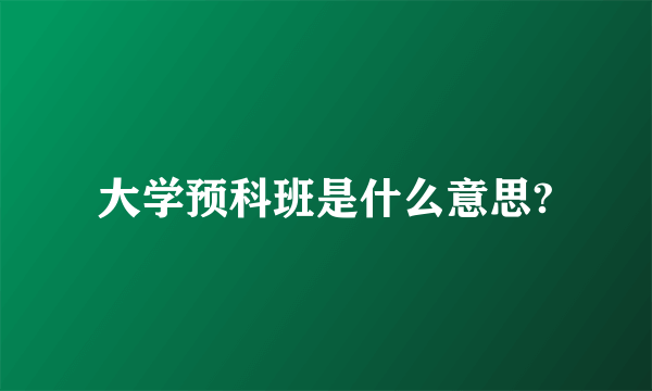 大学预科班是什么意思?