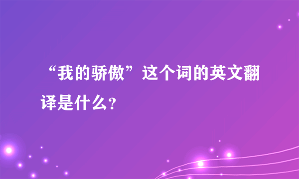 “我的骄傲”这个词的英文翻译是什么？