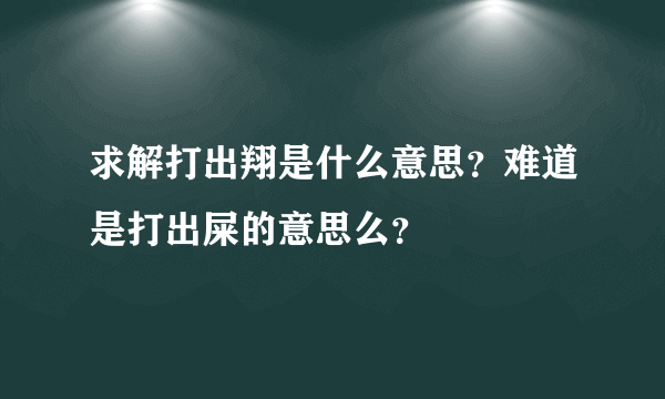 求解打出翔是什么意思？难道是打出屎的意思么？