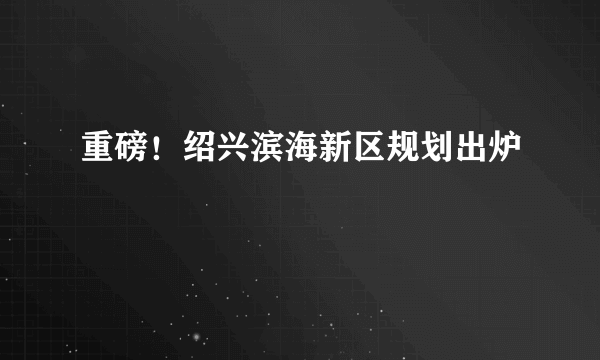 重磅！绍兴滨海新区规划出炉