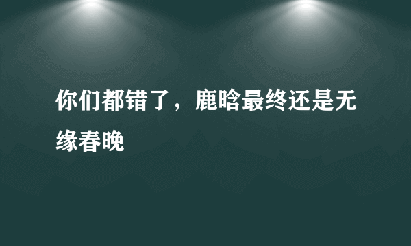 你们都错了，鹿晗最终还是无缘春晚