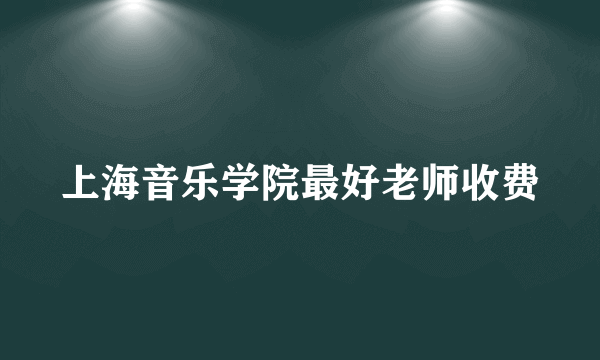 上海音乐学院最好老师收费