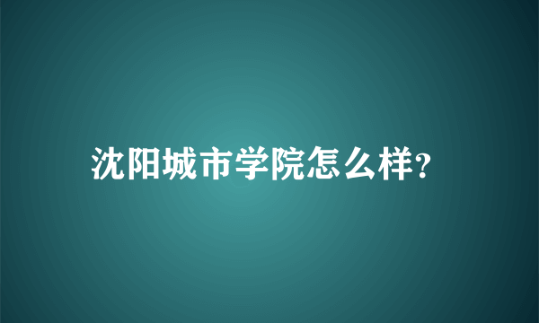 沈阳城市学院怎么样？