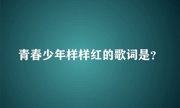 青春少年样样红的歌词是？