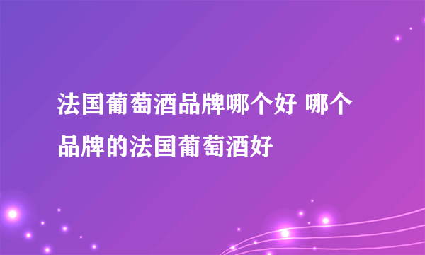 法国葡萄酒品牌哪个好 哪个品牌的法国葡萄酒好