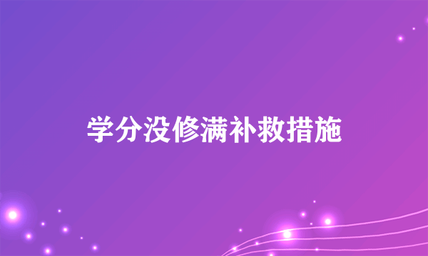 学分没修满补救措施