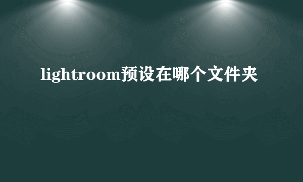 lightroom预设在哪个文件夹