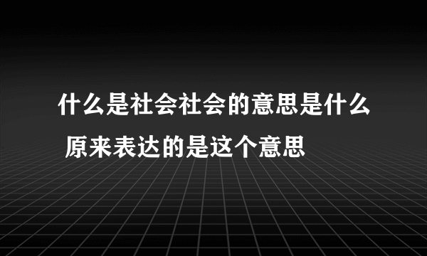 什么是社会社会的意思是什么 原来表达的是这个意思