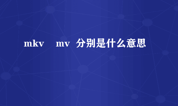 mkv    mv  分别是什么意思