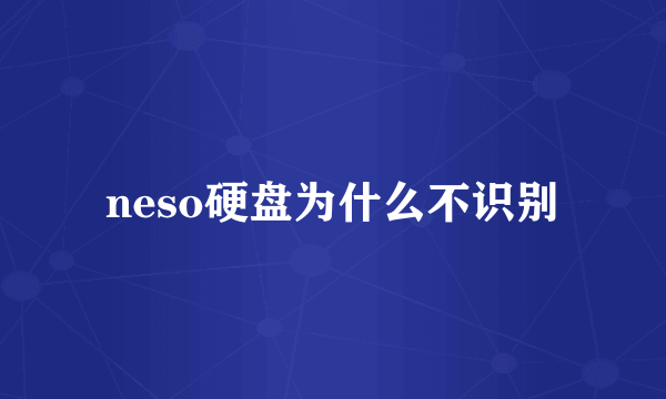 neso硬盘为什么不识别