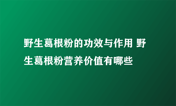 野生葛根粉的功效与作用 野生葛根粉营养价值有哪些