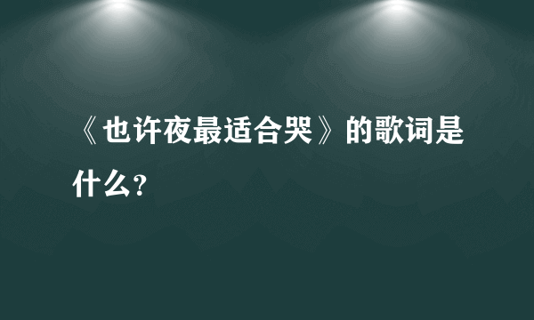 《也许夜最适合哭》的歌词是什么？