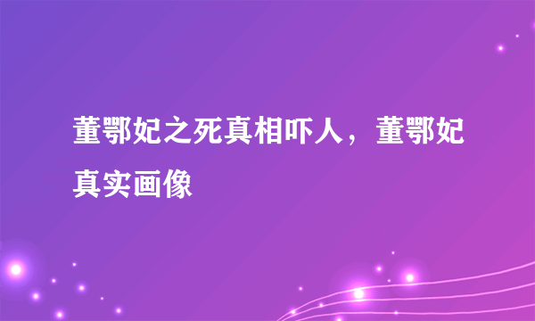 董鄂妃之死真相吓人，董鄂妃真实画像