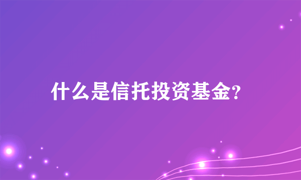 什么是信托投资基金？