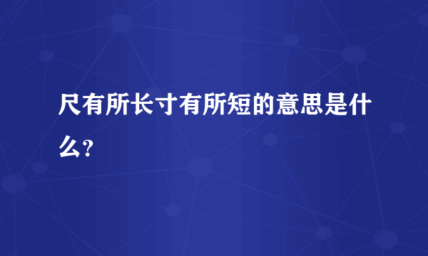 尺有所长寸有所短的意思是什么？