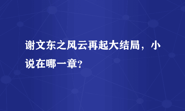 谢文东之风云再起大结局，小说在哪一章？