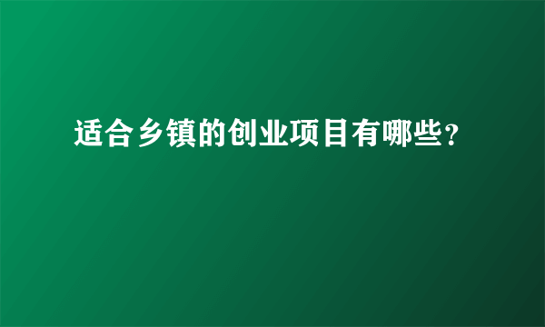 适合乡镇的创业项目有哪些？