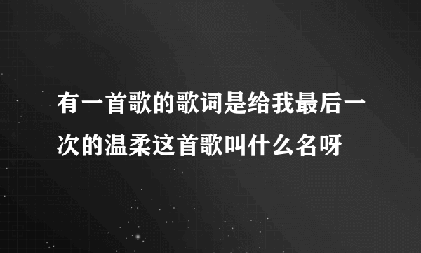 有一首歌的歌词是给我最后一次的温柔这首歌叫什么名呀