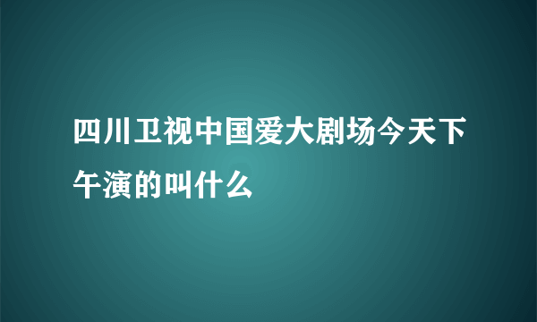 四川卫视中国爱大剧场今天下午演的叫什么