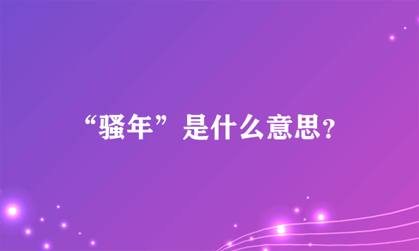 “骚年”是什么意思？