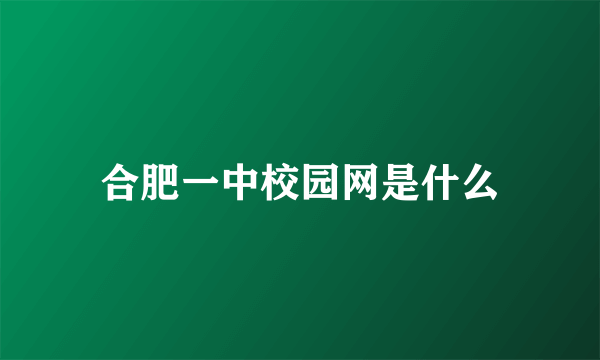 合肥一中校园网是什么