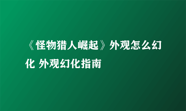 《怪物猎人崛起》外观怎么幻化 外观幻化指南