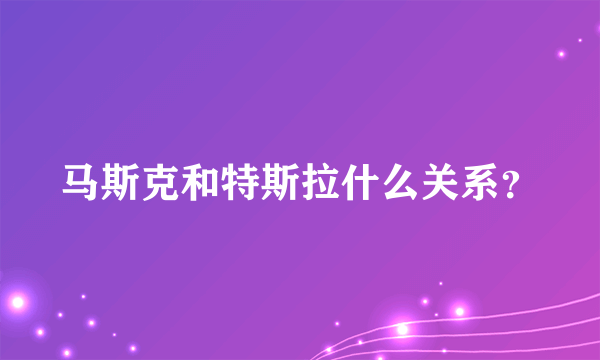 马斯克和特斯拉什么关系？