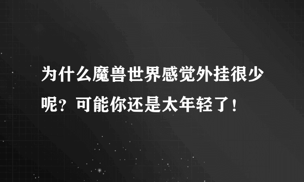 为什么魔兽世界感觉外挂很少呢？可能你还是太年轻了！