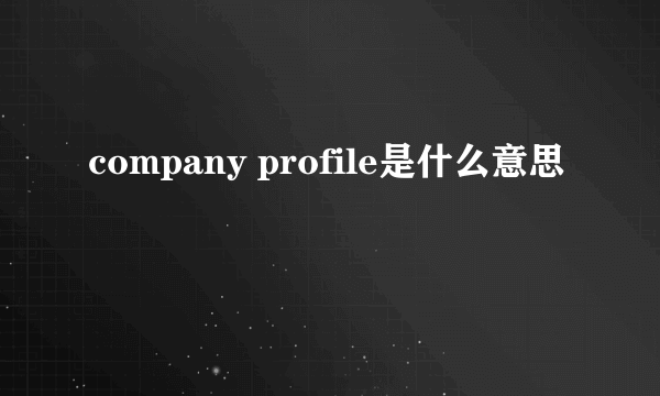 company profile是什么意思