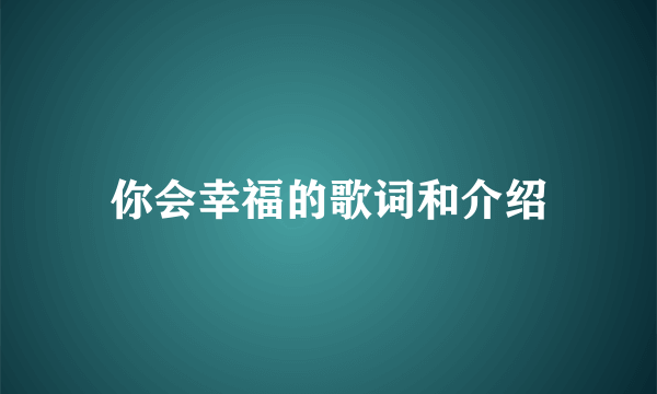 你会幸福的歌词和介绍