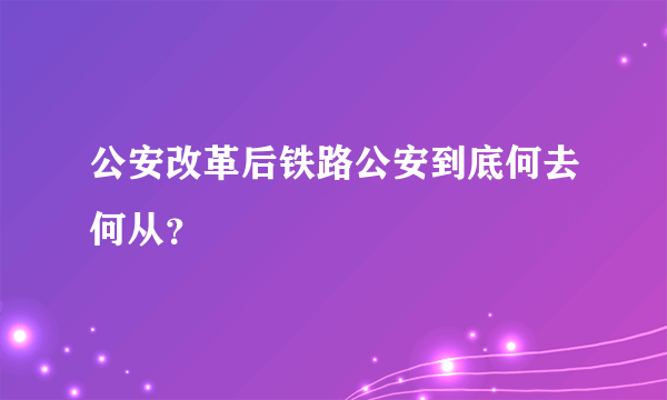 公安改革后铁路公安到底何去何从？