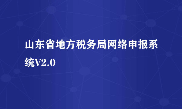 山东省地方税务局网络申报系统V2.0