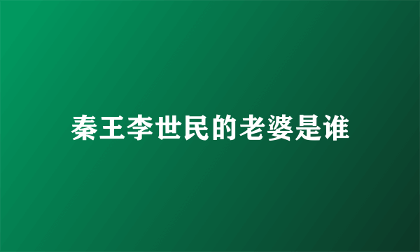 秦王李世民的老婆是谁