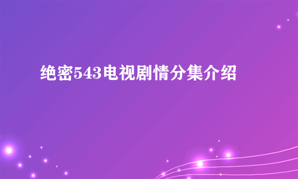 绝密543电视剧情分集介绍