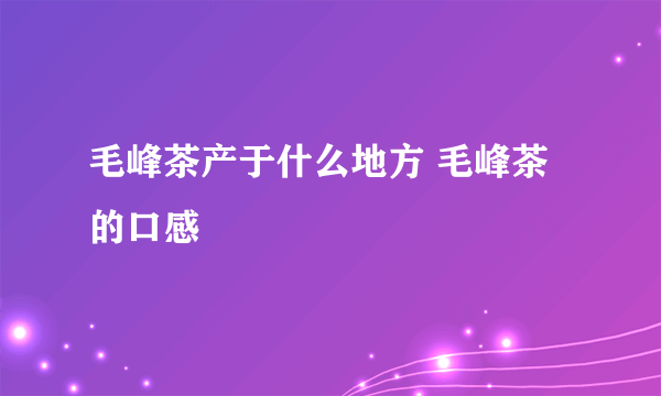 毛峰茶产于什么地方 毛峰茶的口感