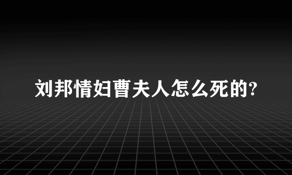 刘邦情妇曹夫人怎么死的?