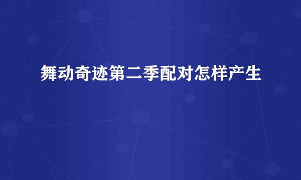 舞动奇迹第二季配对怎样产生