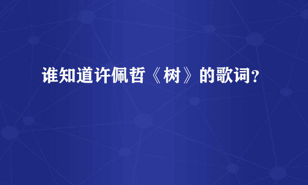 谁知道许佩哲《树》的歌词？