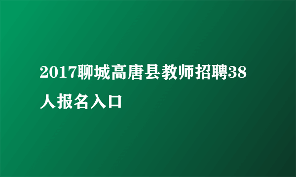 2017聊城高唐县教师招聘38人报名入口