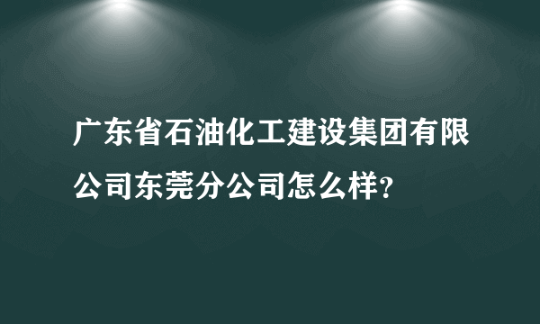 广东省石油化工建设集团有限公司东莞分公司怎么样？