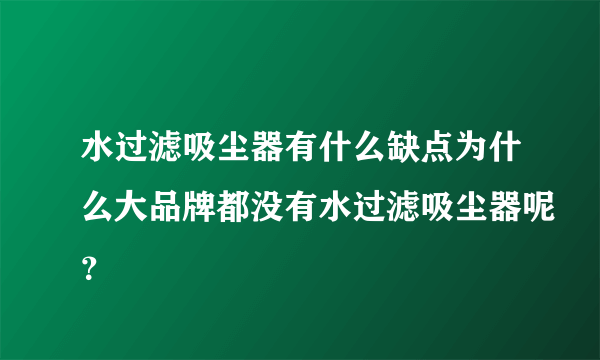 水过滤吸尘器有什么缺点为什么大品牌都没有水过滤吸尘器呢？