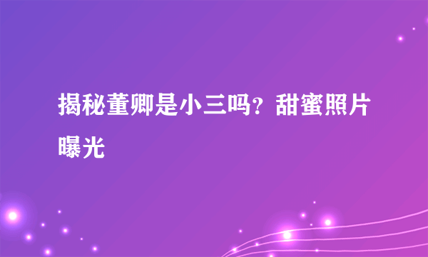 揭秘董卿是小三吗？甜蜜照片曝光