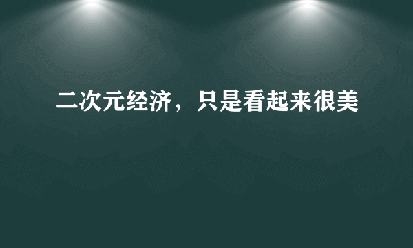 二次元经济，只是看起来很美